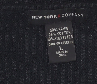New York & Company Women’s Black Beaded V-Neck Knit Jumper Size L