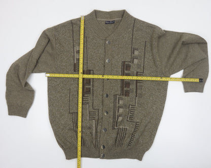 Marc René Men's Brown Geometric Wool Blend Cardigan XL