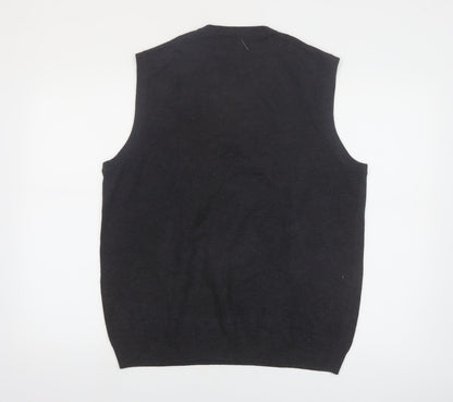 A|X|IST Men's Grey Argyle Sleeveless V-Neck Knit Vest L