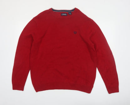 Chaps Men’s Red Cotton Crew Neck Pullover Jumper Size L
