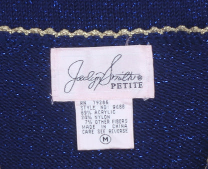 Jaclyn Smith Petite Women's Blue Beaded Pullover Jumper M