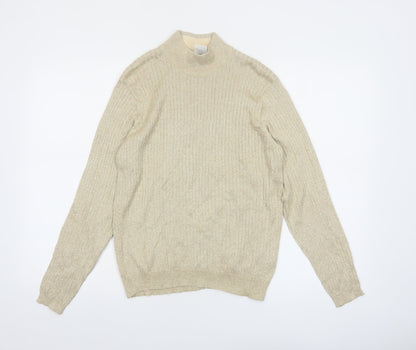 Talbots Womens Beige Mock Neck Long Sleeve Pullover Jumper M