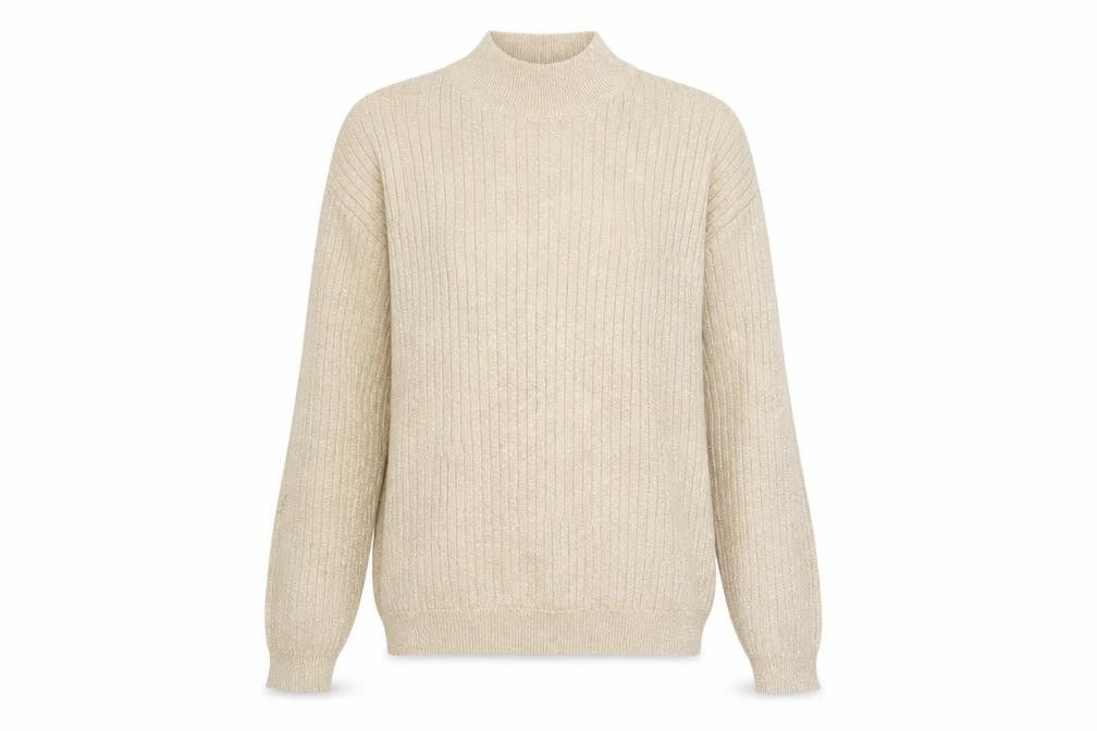 Talbots Womens Beige Mock Neck Long Sleeve Pullover Jumper M