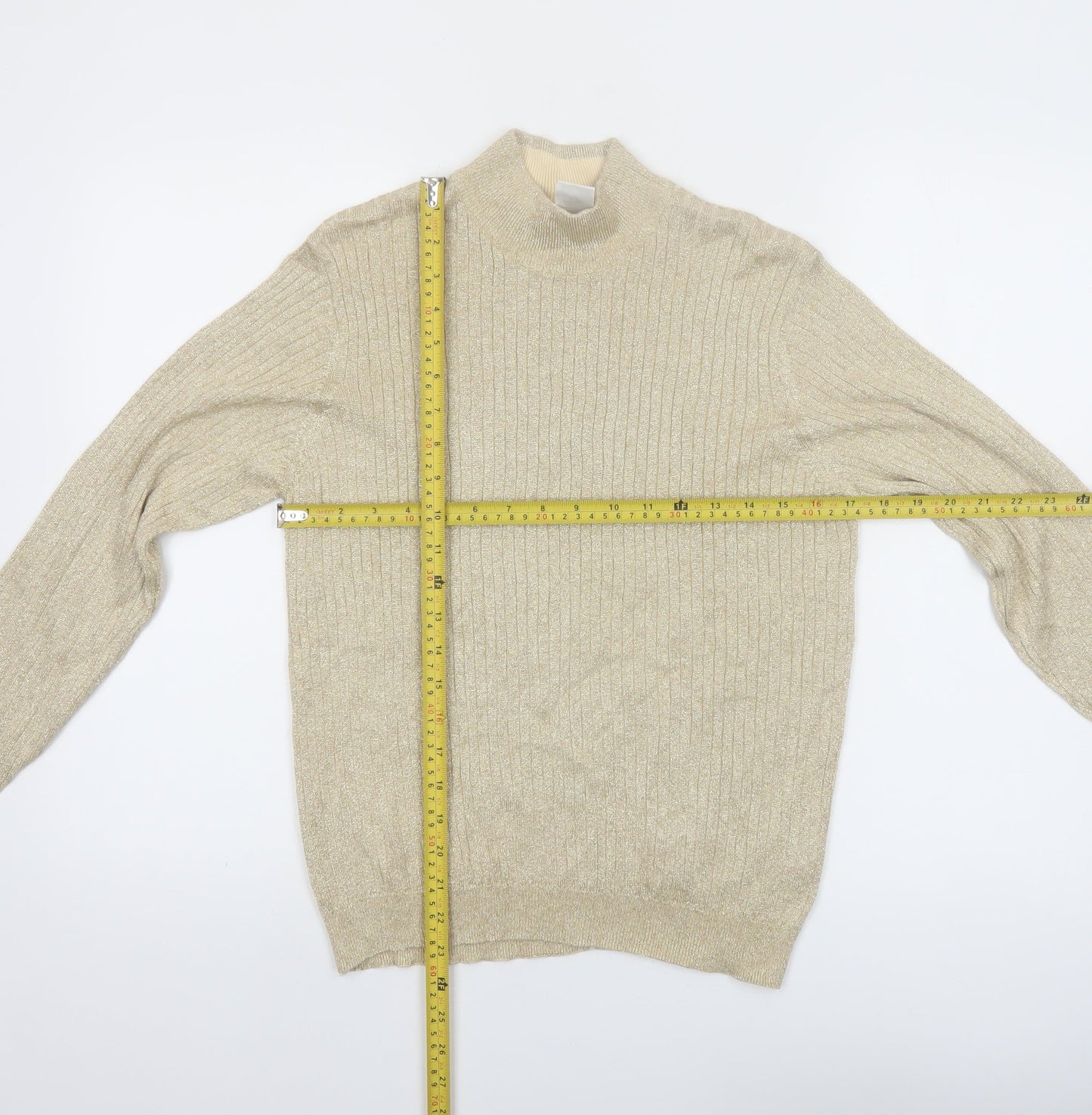Talbots Womens Beige Mock Neck Long Sleeve Pullover Jumper M