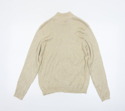 Talbots Womens Beige Mock Neck Long Sleeve Pullover Jumper M