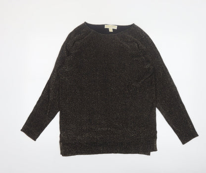 Michael Kors Women's Black Glitter Knit Boat Neck Jumper Size S