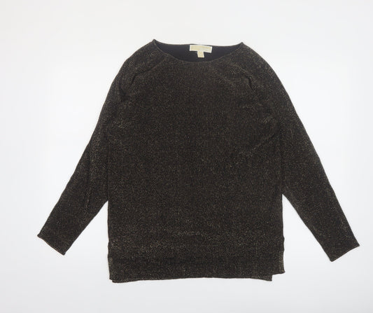 Michael Kors Women's Black Glitter Knit Boat Neck Jumper Size S