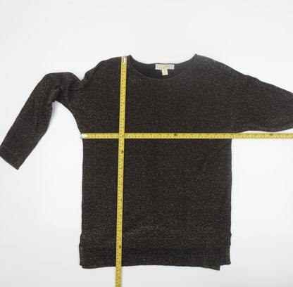 Michael Kors Women's Black Glitter Knit Boat Neck Jumper Size S