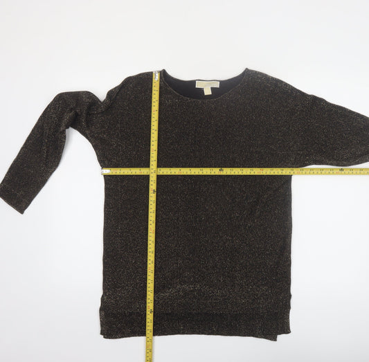 Michael Kors Women's Black Glitter Knit Boat Neck Jumper Size S
