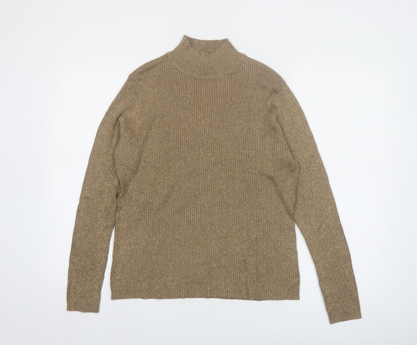 Valerie Stevens Women’s Beige Mock Neck Silk Blend Jumper L