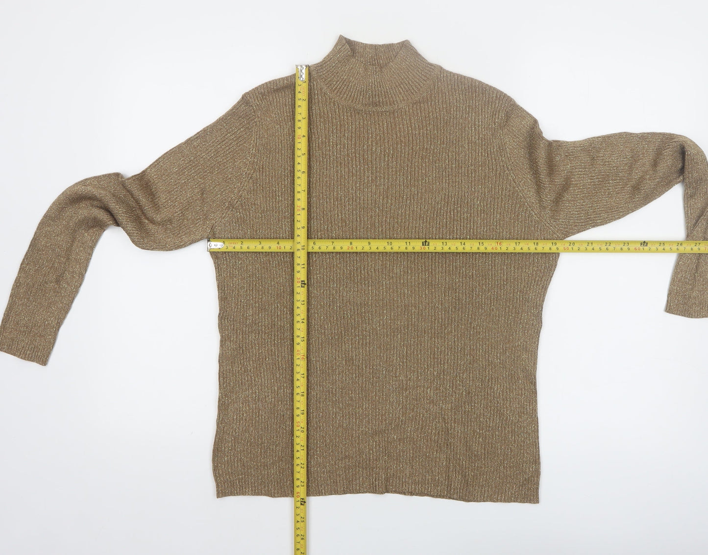 Valerie Stevens Women’s Beige Mock Neck Silk Blend Jumper L
