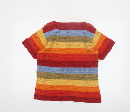 Liz Claiborne Women’s Multicoloured Crochet Cotton Top L Boho Retro