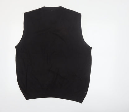 Geoffrey Beene Men's Black Argyle V-Neck Sleeveless Vest L