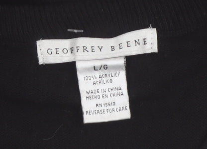Geoffrey Beene Men's Black Argyle V-Neck Sleeveless Vest L