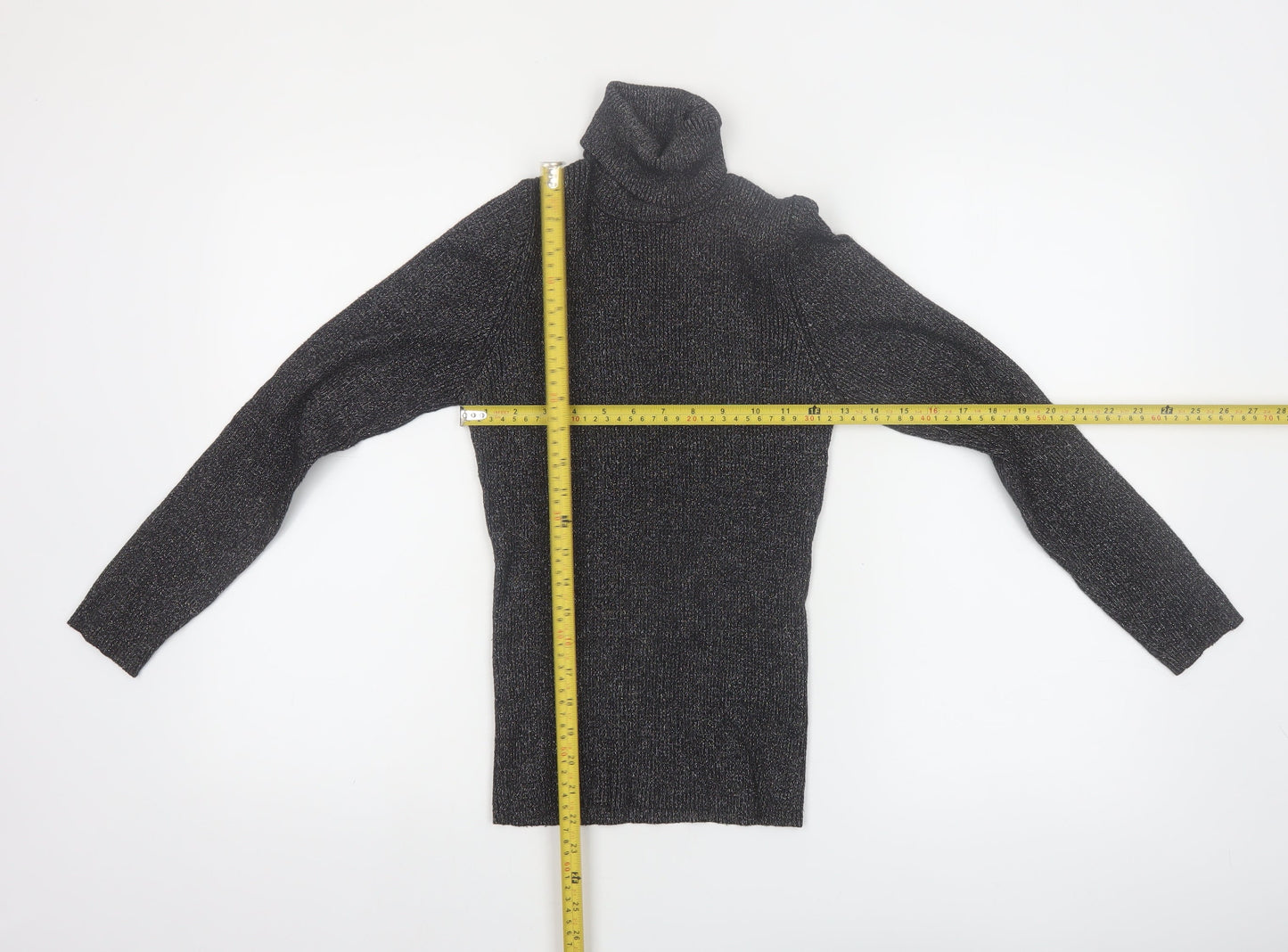 Amisu Women Black Roll Neck Long Sleeve Jumper Size S