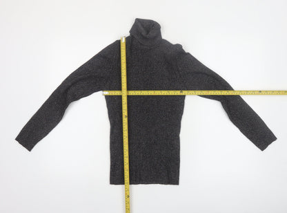 Amisu Women Black Roll Neck Long Sleeve Jumper Size S