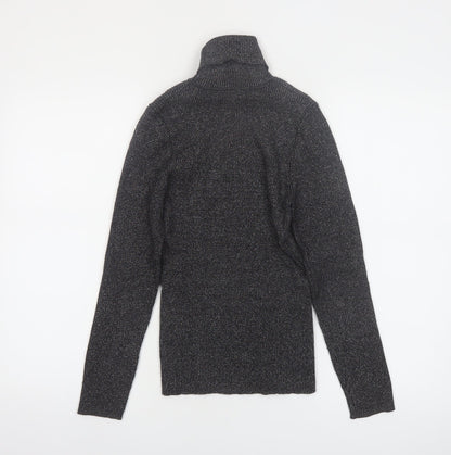 Amisu Women Black Roll Neck Long Sleeve Jumper Size S