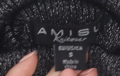 Amisu Women Black Roll Neck Long Sleeve Jumper Size S