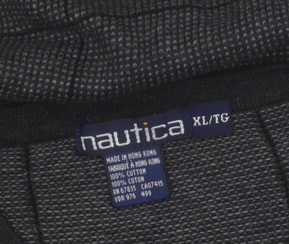 Nautica Mens Grey Check Cotton Crew Neck Jumper XL