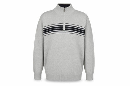 Sun River Men’s Grey XL 1/2 Zip Cotton Striped Jumper