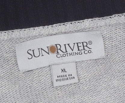 Sun River Men’s Grey XL 1/2 Zip Cotton Striped Jumper