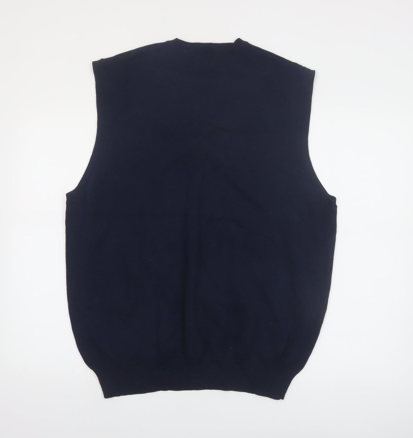 IZOD Men's Blue Argyle Cotton V-Neck Sleeveless Vest Jumper Size L