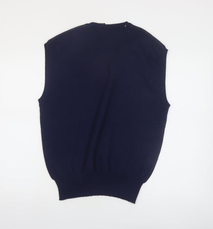 Andrew St. John Men's Blue Argyle Knit Sleeveless V-Neck Jumper Vest XL