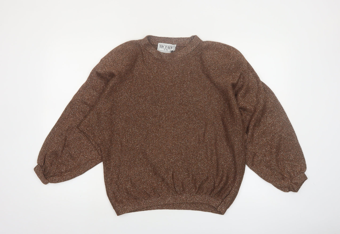 Richard & Co. Women’s Brown Metallic Knit Mock Neck Jumper S