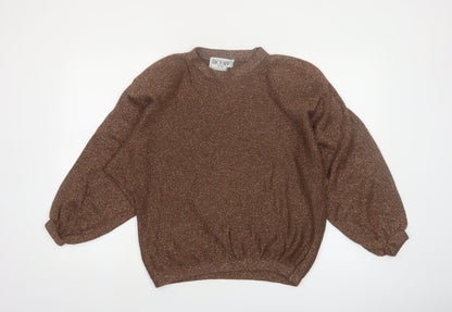 Richard & Co. Women’s Brown Metallic Knit Mock Neck Jumper S