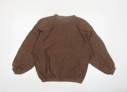 Richard & Co. Women’s Brown Metallic Knit Mock Neck Jumper S