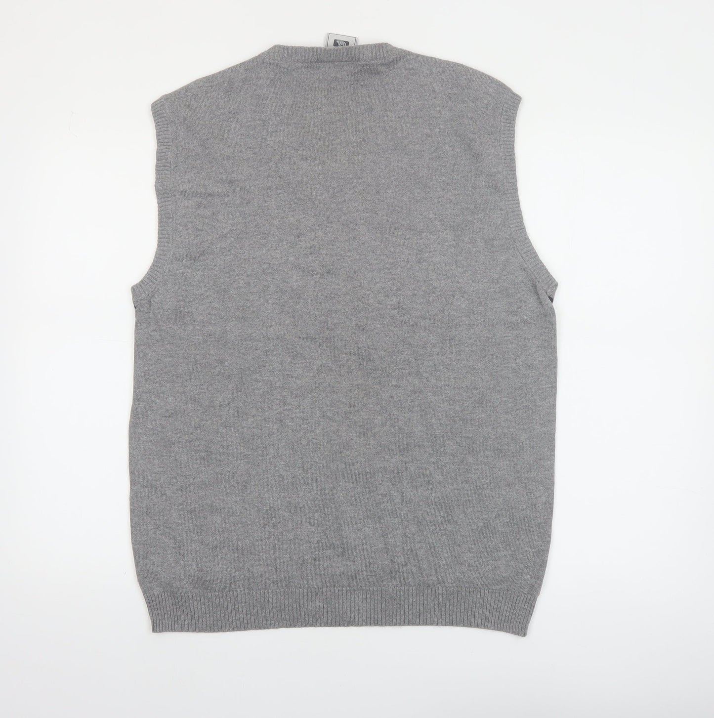 Checkpoint Denim Mens Grey Check Cotton Sleeveless Vest L
