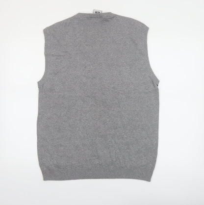 Checkpoint Denim Mens Grey Check Cotton Sleeveless Vest L