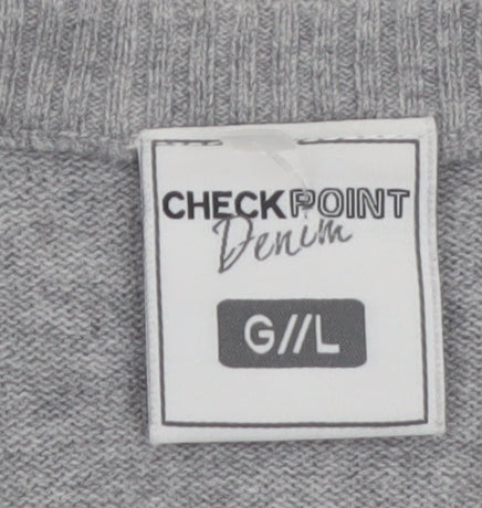 Checkpoint Denim Mens Grey Check Cotton Sleeveless Vest L