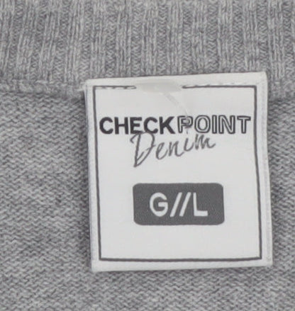 Checkpoint Denim Mens Grey Check Cotton Sleeveless Vest L