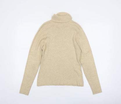 Worthington Women Beige Petite Large Roll Neck Knit Jumper