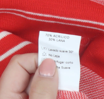 Monsardi Womens Red Striped Short Sleeve Knit Jumper Size 20