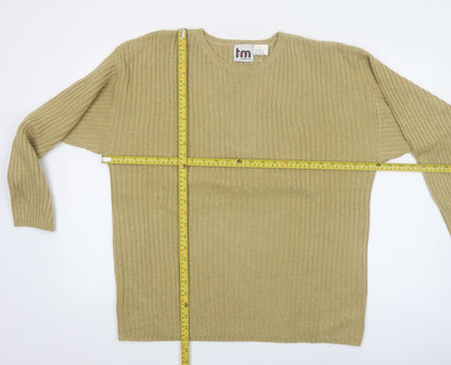 tm Sport Women’s Beige Ribbed Acrylic Knit Pullover Jumper M