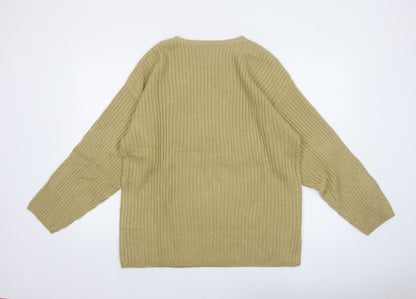 tm Sport Women’s Beige Ribbed Acrylic Knit Pullover Jumper M