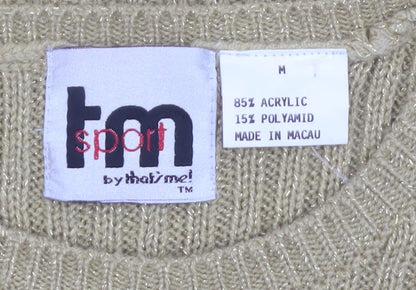 tm Sport Women’s Beige Ribbed Acrylic Knit Pullover Jumper M