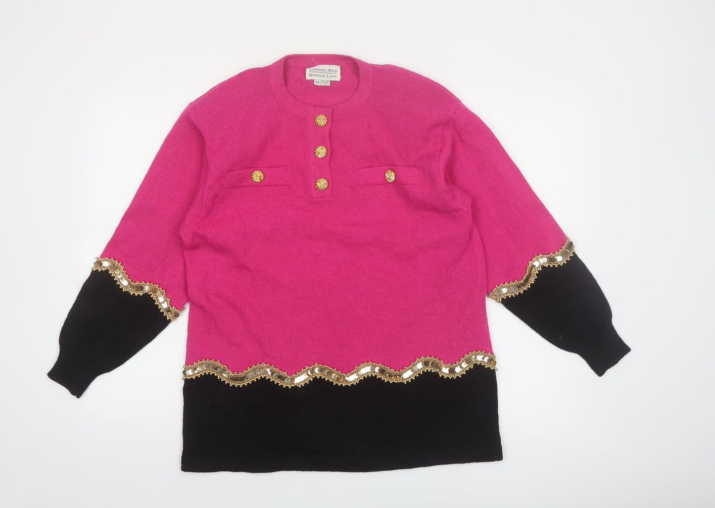 Lawrence Rich Seymour Levy Women's Pink Wool Embellished Jumper M