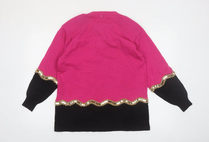 Lawrence Rich Seymour Levy Women's Pink Wool Embellished Jumper M