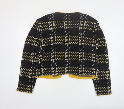 Leslie Fay Women’s Black Checked Cardigan Size 16 Acrylic Knit