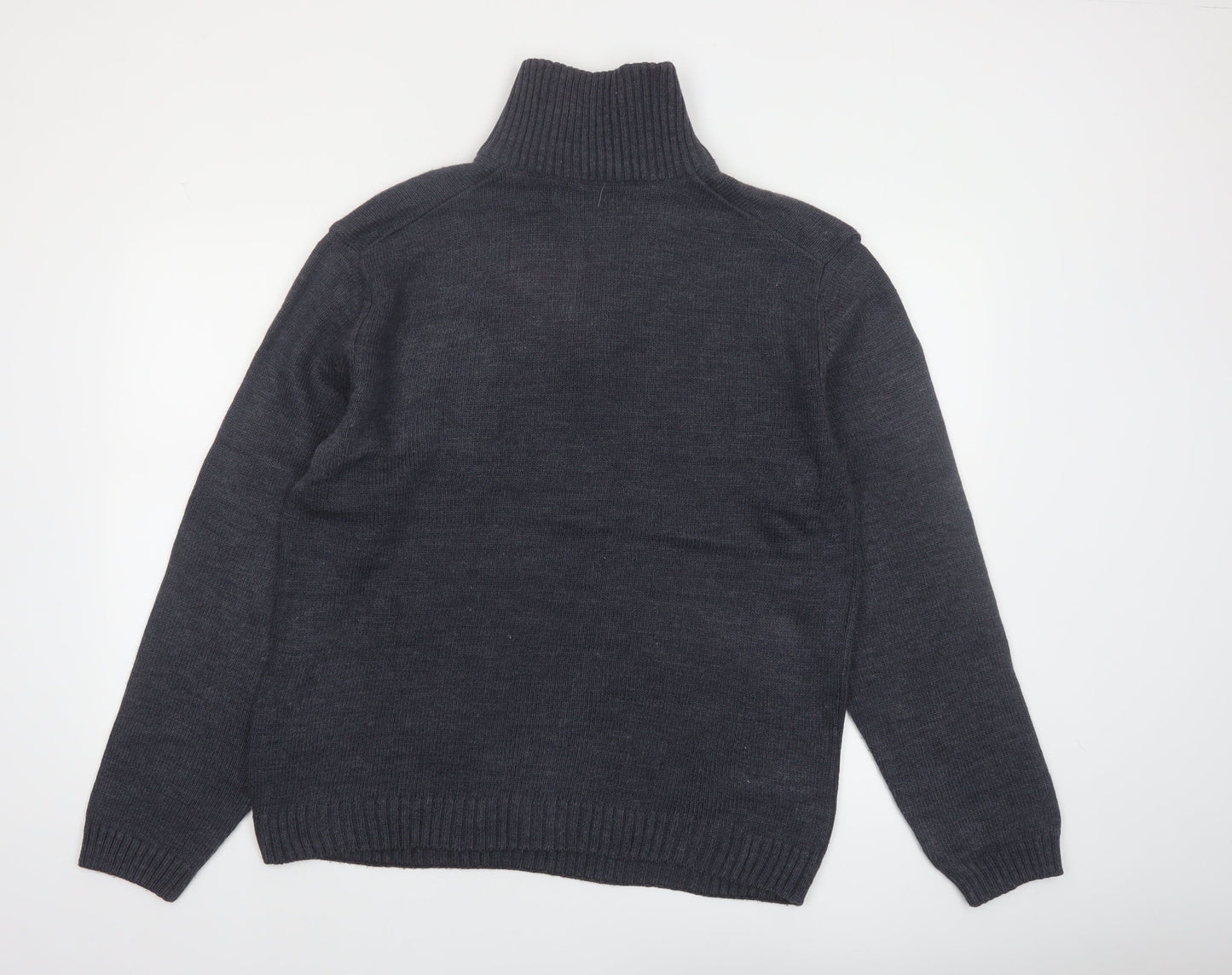 Jeep by Dandy Men's Grey Argyle 1/2 Zip Wool Blend Jumper XL