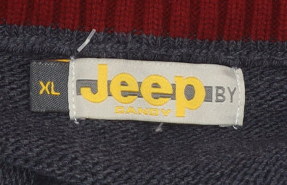 Jeep by Dandy Men's Grey Argyle 1/2 Zip Wool Blend Jumper XL
