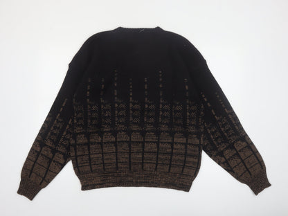Barnaby Men's Black Brown Acrylic Knit Jumper XL Classic Patterned