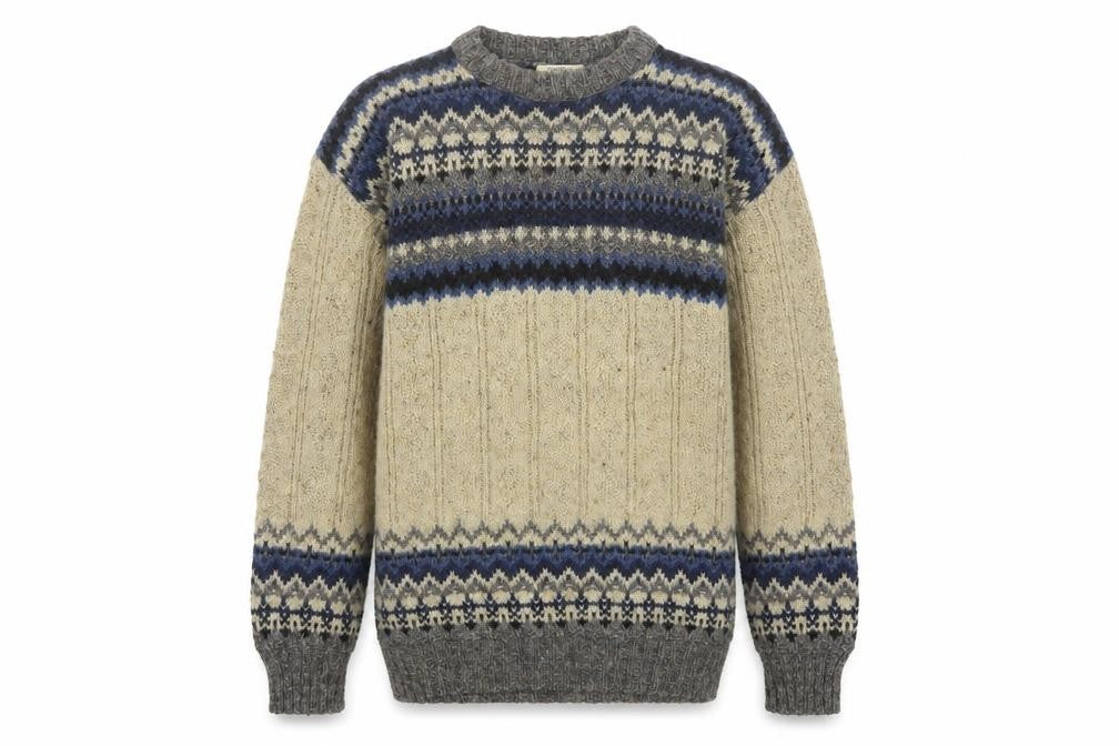St. John's Bay Men's Beige Fair Isle Wool Blend Pullover Jumper L