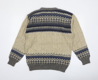 St. John's Bay Men's Beige Fair Isle Wool Blend Pullover Jumper L