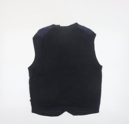 Chaps Men's Blue Check Cotton Button Vest Size L
