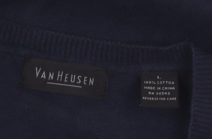 Van Heusen Men's Blue Check Cotton V-Neck Sleeveless Vest L