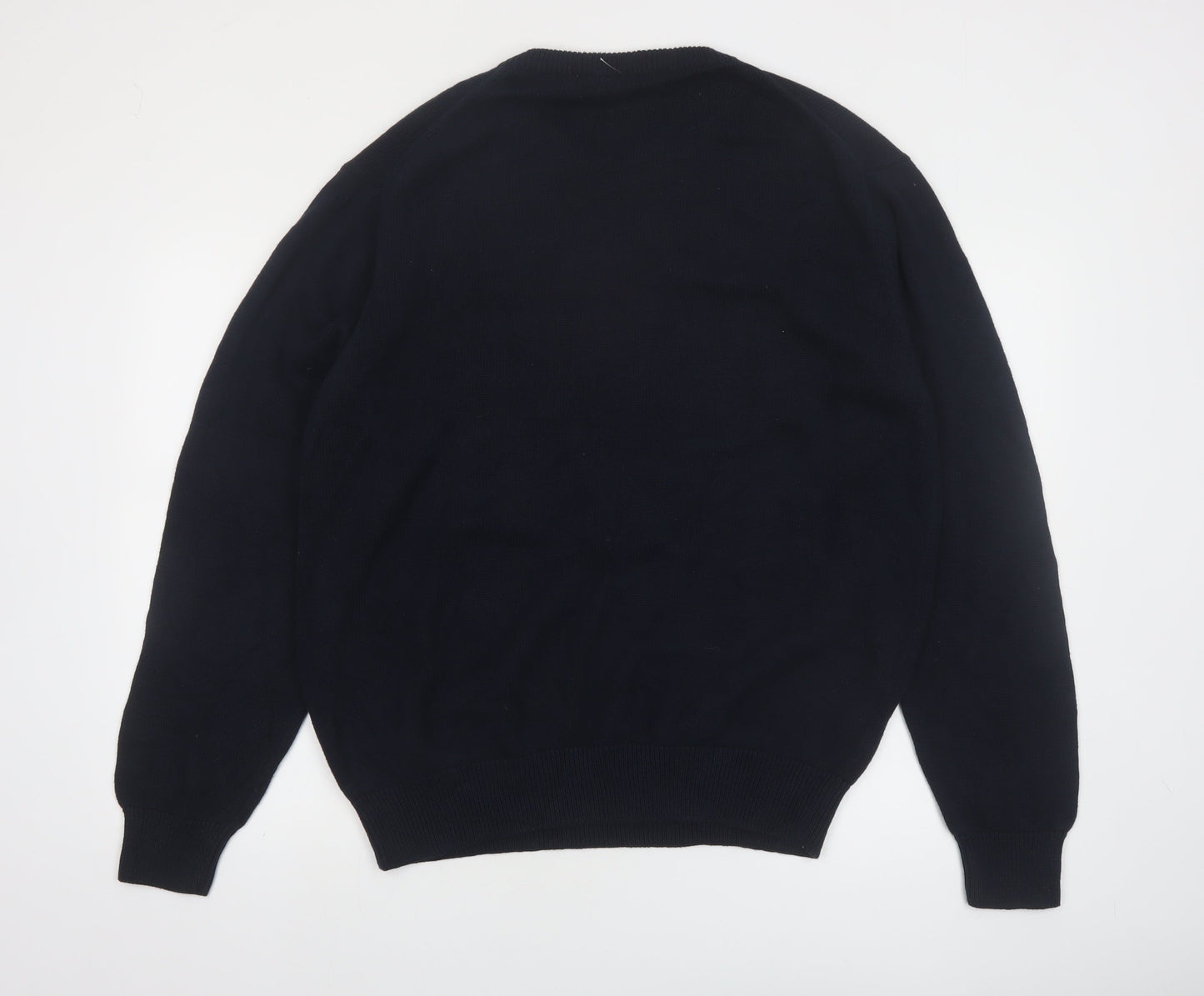 Falls Creek Men's Blue Argyle Cotton Crew Neck Jumper Size L